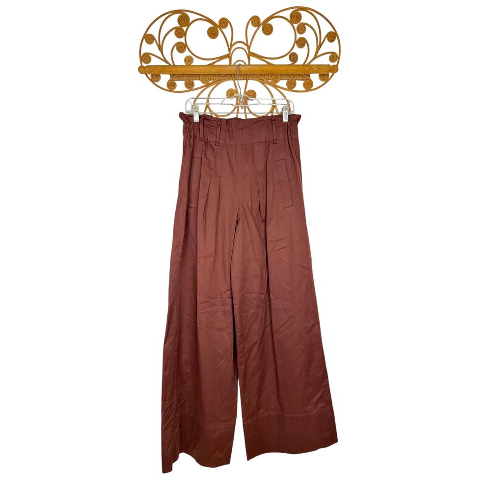 Brunello Cucinelli high rise paper waist wide leg pants Brown 6 - Picture 1 of 6